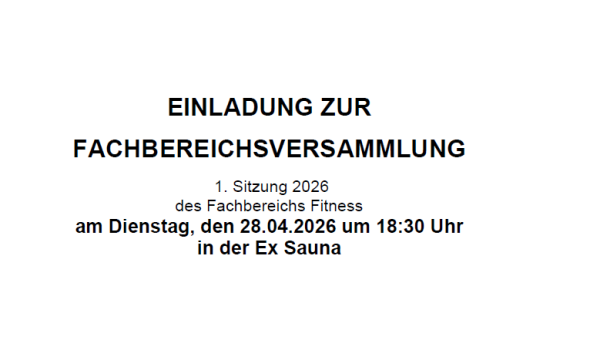 Einladung zur Fachbereichsversammlung Fitness